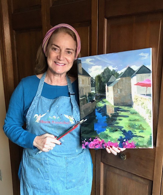 Gretchen Stein With Her Painting